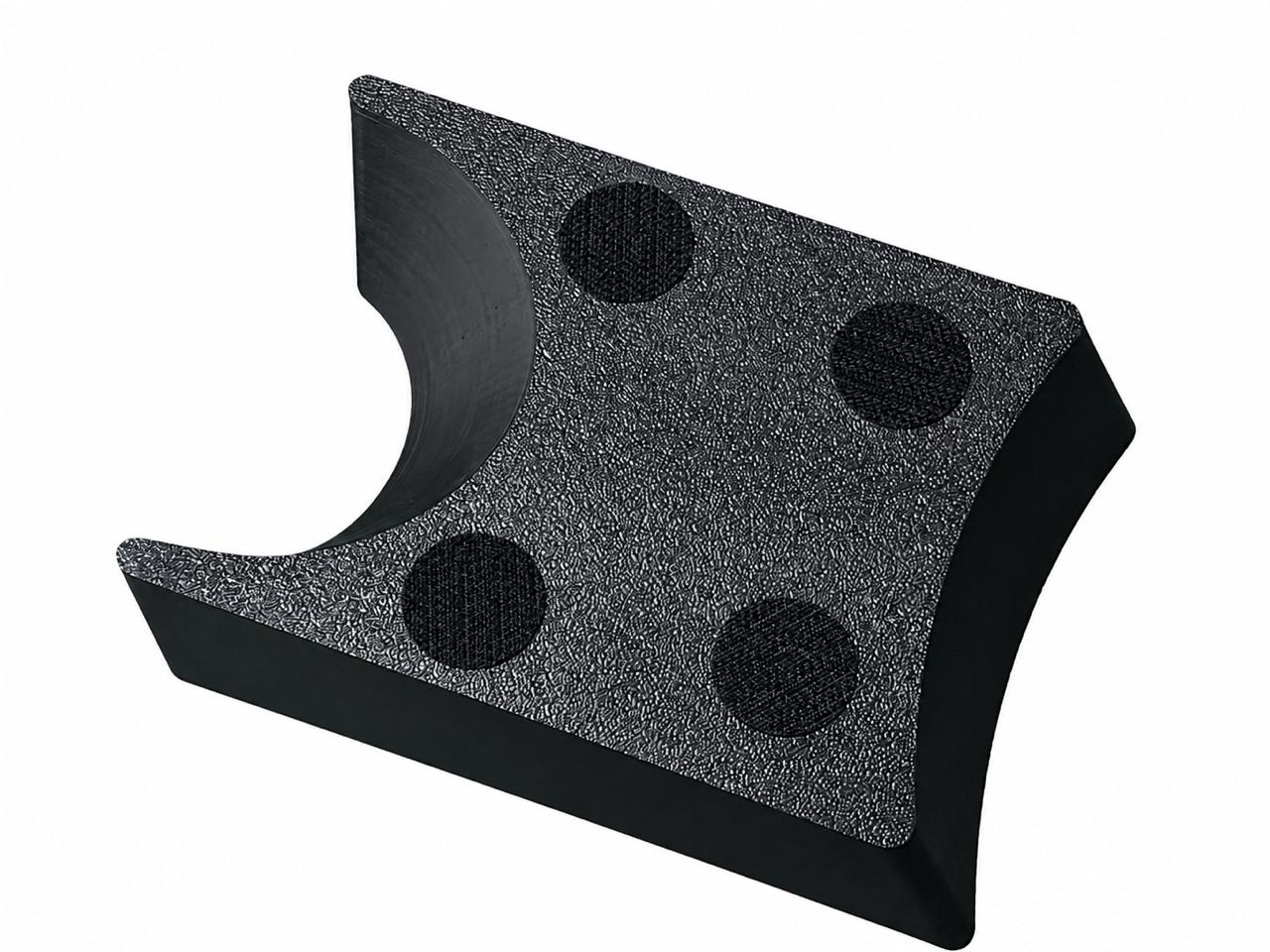 Underside of the tray with four hook-and-loop grip points
