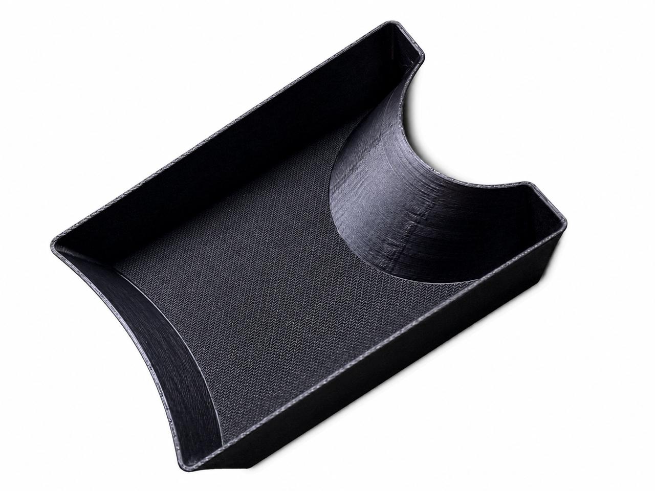 Black centre console tray with anti-slip mat